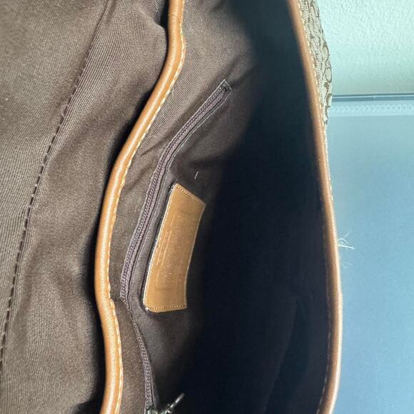 Coach Signature Buckle Flap Shoulder Bag Jacquard Leather Studded Boho Y2K - Picture 4 of 7